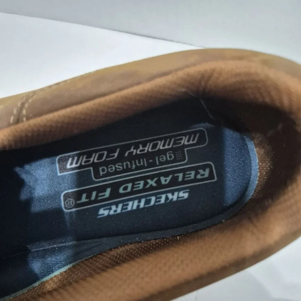 Skechers Relaxed Fit Glides Docklands 64503 Men’s Size 12 Brown Leather Loafers